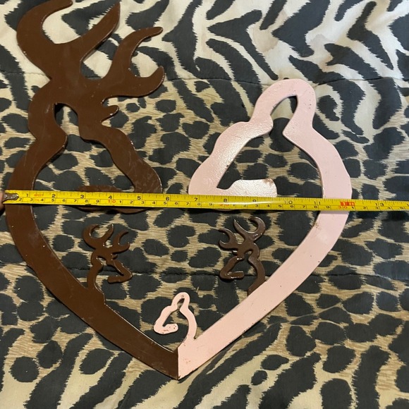 Browning Deer Heart Metal Wall Decor Pink Brown Buck Doe‎ Love Home Art - Picture 6 of 6